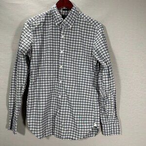 J Crew Shirt Mens Small Slim Fit Button Down Gray Plaid Cotton Long Sleeve Pocke